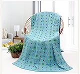 JINALV 肌にやさしい　子供　毛布　ベビーブランケット　大判　ひざ掛け　ガーゼタオル　子供バスタオル　ベビーケット　湯上りタオル　ふわふわ　タオル　赤ちゃん　70*140cm (草-ブルー)