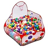 Qiyo ( TM )折りたたみ式六角ドット柄Play Tent withバスケットボールhoop- Kids Pit BallsプールインドアとアウトドアBaby Toys ( 62.6-inch 