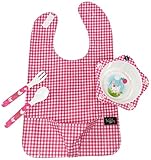 My Friend Huggles Feeding Bowl & Bib, with Food Catcher Pocket, Pink [並行輸入品]