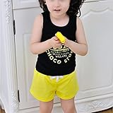 Karchi ベビー服 子ども服 子供の夏季パンツ 春夏 無地 ショートパンツ 可愛い 綿ショートパンツ 女の子 男の子兼用 出産祝い プレゼント (100, イエロー)
