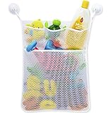 オモチャ収納袋　お風呂ハンモク　おもちゃ収納　二つの吸盤付き　ホワイト