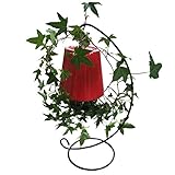 スカイプランター 観葉植物 おもてなし 贈り物 ギフト スタンド付き 陶器 空 逆さ 吊り下げ (レッド)