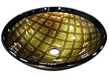 Yosemite Home Decor CADENCE Net patterned Round Glass Basin, 16.5-Inch, Green [並行輸入品]
