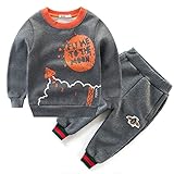 JQ trend 子供服 パジャマ ボーイズ ガールズ トレーニングウェア 裹起毛 厚手 綿73% 長袖 上下セット ルームウェア　部屋着　柔らかい 秋 冬 冷房 防寒 女の子 男の子 (120cm,