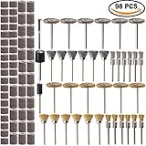 ZFE 98個セット ミニルーター用ビットセット 研磨ホイール シャンク 回転工具 研磨ツール サンディング 研削砥石 切断 アクセサリー ビット グラインダー用 1/8インチ3mmシャンク ドレメル