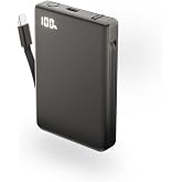 CIO Mate PowerBank002 モバイルバッテリー 5000mAh マグネット USB-C ケーブル内蔵 (ライトブラック) | 着脱式ケーブル内蔵, iPhone背面に吸着, 小型軽量, 15W急速充電, ワイヤレス充電非対応