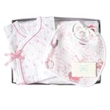 ソレイアード SOULEIADO シェニール織 ブランケット+スタイ+Wガーゼコンピ肌着50~60cm ギフトセット ピンク 6337