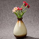 復古窑变釉陶器花瓶　ミニ新古典花瓶　花道茶道　茶卓の置物インテリア　プリザーブドフラワー花瓶 　家庭用レトロセラミック花瓶　エナメル小さな花瓶(ホワイト)