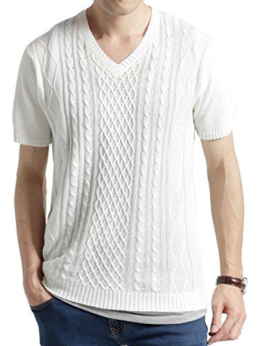 (オークランド) Oakland フィッシャーマン サマーニット 半袖 長袖 サマー カットソー メンズ オフホワイト Lサイズ