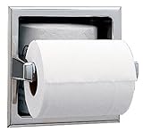 Bobrick 6637 Stainless Steel Recessed Toilet Tissue Dispenser with Extra Roll Storage Space, Satin F