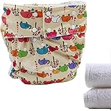 老人大人の布おむつ, フリーサイズ おむつカバー+ 2 おむつライナー, サイズ調整可 布おむつカバー 布オムツカバー (C3)