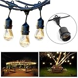 Outdoor String Lights - 48 Feet Long Heavy Duty Hanging Market Patio Cafe Pergola Rope String Backya