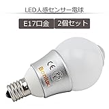 LEDセンサーライト　E17 5W 室内センサーライト　人感センサー　超省エネ　防犯夜灯　2個セット (5W, 昼白色)