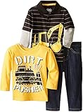 Little Rebels Baby Baby Boys' 3 Piece Tee and Pant Set Black 12 Months [並行輸入品]