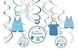 Cute Shower with Love Boy Value Pack Baby Shower Party Foil Swirl Decoration 12 Pieces Made from Foi