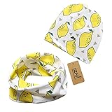 iZivかわいい赤ちゃん帽子スカーフ幼児ソフトコットン帽子とスカーフセット、0-2歳のファッションスタイル春秋（レモン）