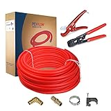 PEXFLOW pxktob341000スターターキット3 / 4インチx 1000フィート酸素バリアPex管、クリンプ&カッターツール、Oetikerクリンプリング、半分クランプ、Pex Barbエ
