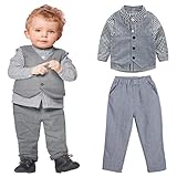 Domybest ベビー服 男の子 フォーマルスーツ 上下セット キッズ 紳士服 シャツ ベスト パンツ 3点セット 長袖 ジェントルメン 赤ちゃん 幼児 出産祝い 結婚式 撮影 記念日 誕生日 (8