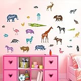 動物壁デカールカラフルなベッドルーム壁装飾キッズ子供部屋ウォールステッカー鹿30 Elephant Giraffe Jellyfish