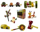 Ceejayおもちゃ8カラフルな木製Cars & Baby Rattlesセット