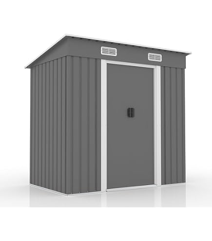 Amazon | 屋外物置 スチール 倉庫 戸外収納庫 H188*W125*D240cm 屋根 