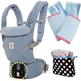 ベビーウエストベルト付エルゴベビー 抱っこ紐 ADAPTアダプト/アズールブルー【日本正規品2年間保証-SG認定付】２ 本体＋パッド２個+収納ポーチ付