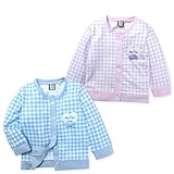 ベビー服 女の子 カーディガン 長袖 ニットソー ギンガムチェック柄 ワッペン リボン 女児 ベビー (1.サックス/90cm)