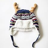 (ピーキー)Peigee ボンボン付き 鹿 クリスマス！帽子 耳付き 耳あて あったか ベビー キッズ ニット帽 おしゃれ 子供 女の子 男の子 ハット キャップ プレゼント ギフト 誕生日 出産祝い