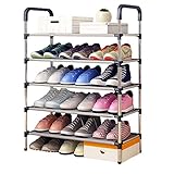 LuluLife シューズラック 玄関収納 靴入れ 靴棚 くつ収納 組み立て式 省スペース スリム (5段, 黒)