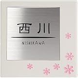 [表札辞典カタログ掲載] タイル＋ステンレス表札　ミルキー flower-05　★名入れ文字のみ変更可