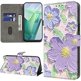 Tdcqssrs Moto G64 5G / G64Y 5G ケース 手帳型 Moto G64 G64Y ケース 肌感レザー G64/G64Y 5G ケース スタンド機能 カード収納 モトローラ G64 G64Y ケース 財布型 全面保護 G64 G64Y カバー 耐衝撃 G64 G64Y ケース 内蔵マグネット 落下防止 おしゃれ (紫の油絵の花)