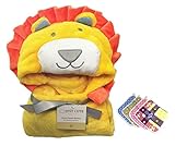 【La Bella】 アニマル ベビー タオル ポンチョ 男女兼用 空調 防寒 対策 プール 海 出産祝い (ライオン（オレンジ）)