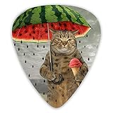 ギターピック 可愛い猫 フルーツアイスクリーム 傘 3種類の厚さ セット - ピック 0.46mm / 0.71mm / 0.96mm 12枚付き アコギ エレキ ウクレレ ギターピック カラフル 多種多色