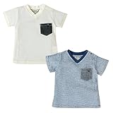 (アイボリー/80cm)ベビー服 男の子 Tシャツ 半袖 ワッフル素材 スナップボタン 胸ポケット 男児 ベビー