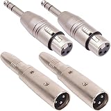 Xiatiaosann XLR オス - 1/4 インチ メス アダプター & XLR メス - 1/4 インチ オス アダプター、3 ピン XLR プラグ - 6.35mm TRS ステレオ オーディオ アダプター (ミキサー、マイク、アンプなど用) (4 パック)
