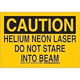 Brady 129164 Radiation and Laser Sign, Legend "Helium Neon Laser Do Not Stare Into Beam", 7" Height,