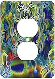 3dRose lsp_116258_6 Trippy Colors Fire Skull Goth Fantasy Abstract Digital Art - 2 Plug Outlet Cover