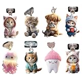 ダストプラグ アクリル製 8セット コネクタカバー 猫 Type-C/Lightning 端子 2D(非立体視) ダスト プラグ 保護 防塵 防水 充電口 充電穴 カバー 充電ポートキャップ チャーム付き ダストプラグアクセサリー ネコ好きのためのチャーム 携帯電話用ダストプラグは (Type-C,A)