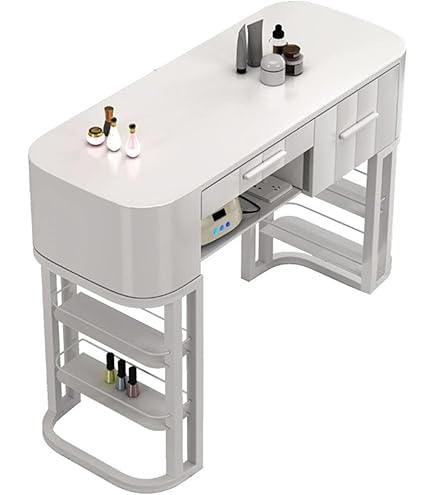 ネイルテーブル ネイルデスク(幅85cm) ドレッサー機能付き 棚付き スリムな