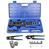 yaetek Hand StriperケーブルCrimperツールワイヤCrimpersコネクタ端子ラチェットPlier Set,圧着ツールキットを5 Changeable Die Sets inオッ