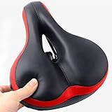 Liebeye 自転車サドル カバー 大きいサイズ 立体型 肉厚 ソフト サドル カバー 大型 クッション パッド ジェル 低反発 衝撃吸収　 黒と赤