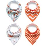 Mamimami Home ファッション ビブ ベビー 三角 よだれかけ コットン 柔らかい スナップ サイズ調整可能 お食事 外出 用 4枚セット
