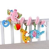 Baby Toddler Car Bed Stroller Hanging Animal Pink Elephant Spiral Activity Toys by CH