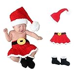 クリスマスお祝い新生児幼児赤ちゃん写真小道具かぎ針編みサンタクロースコスチューム One Size