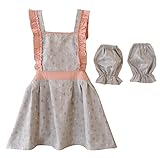 [グレーの木]コットンの子供のエプロンの料理ペインティングスモックキッズアーティストエプロン