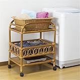 天然籐 ランドリーラック キャスター付き