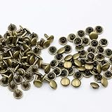 KUKU工房 両面カシメ レザークラフト材料 100組セット (頭10mmｘ足10mm, アンティークゴールド)