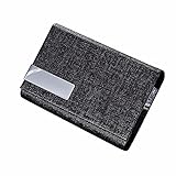 POTOJP 名刺入れ 2way アルミ ステンレス PU スタイリッシュ カードケース オラクル パターン 薄い メンズ＆レディース 兼用 (ブラック)