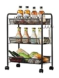 メッシュカート メタルカート 3段タイプ シェルフ スチール 隙間収納 キッチンラック キッチンワゴン キッチン収納 キャスター付き