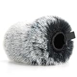 HyperX QuadCast (S)マイク用ウィンドスクリーン/ポップフィルター - 風と周囲のノイズリダクション用のファーリーマイクカバー ミュートボタン用のトップホールアクセス付き (毛皮-ブラックホワイト)